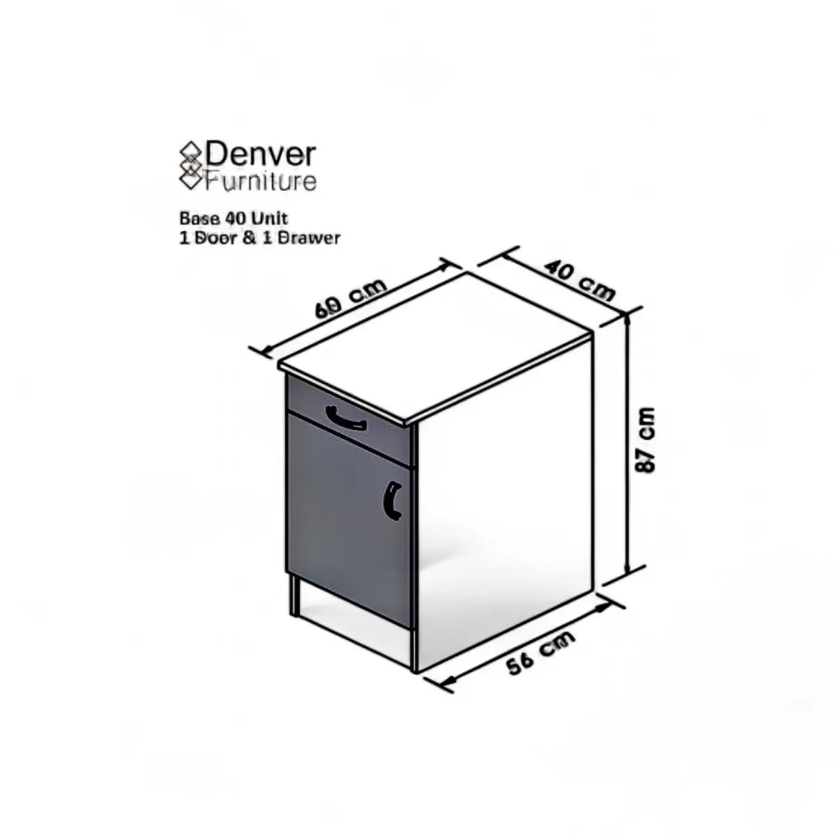 Modular Standard 400mm Base Cabinet - 1 Drawer 1 Door White