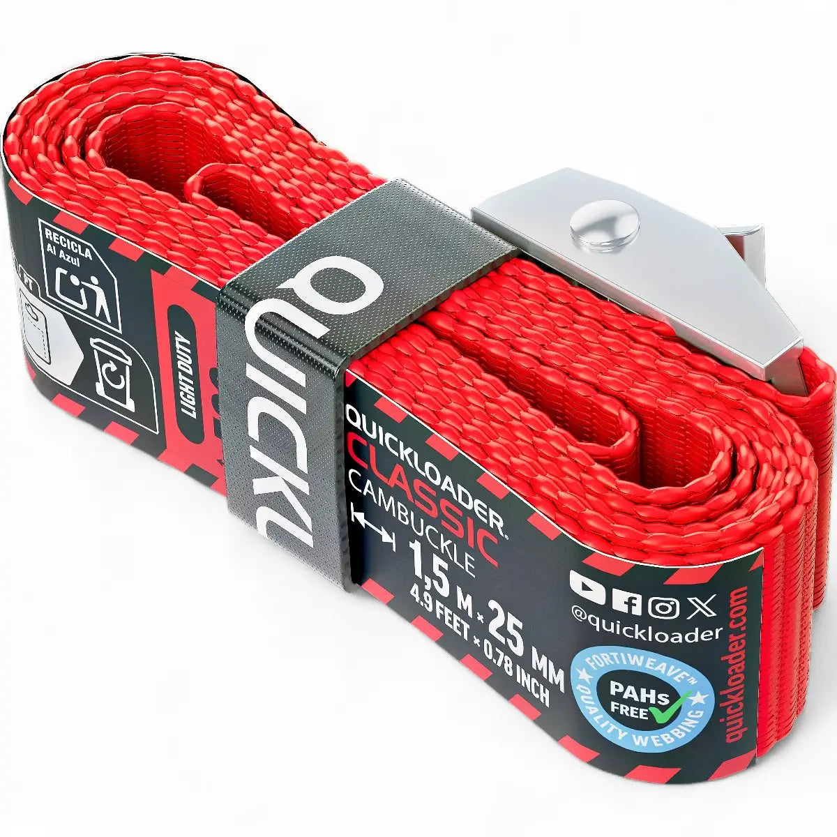 Quickload Classic Cambuckle Tie-Down Strap (500Kg) - 1.5M X 25mm