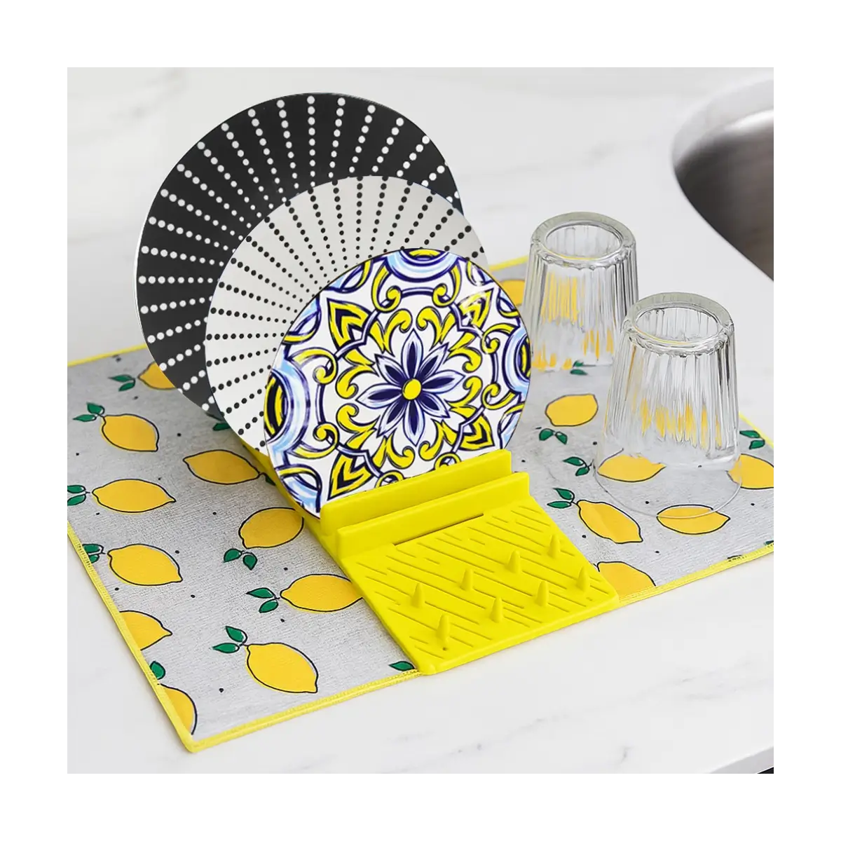 Dish drying rack and mat