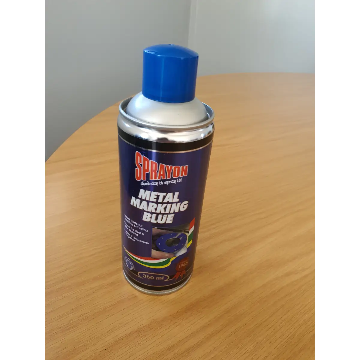 Metal marking blue spray paint
