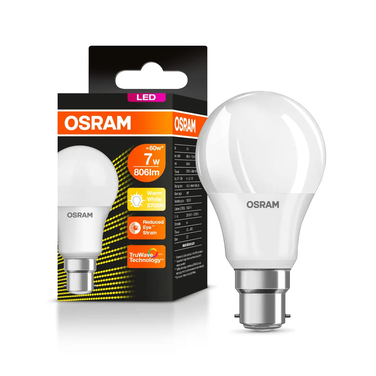 Warm white LED bulb B22D