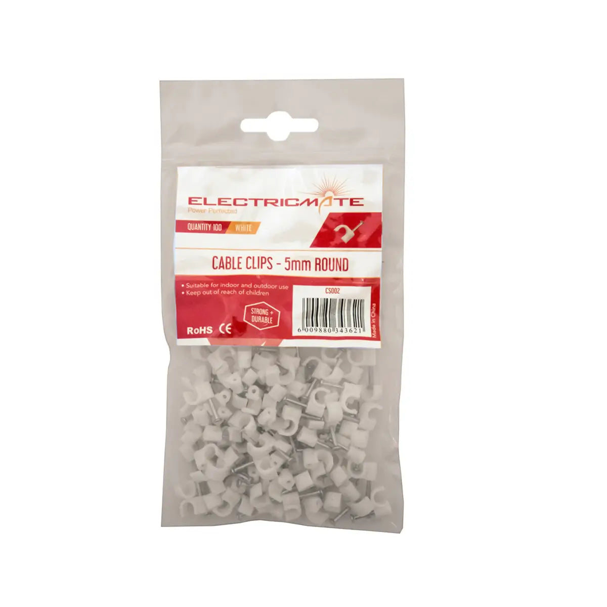 Round cable clips 5mm pack