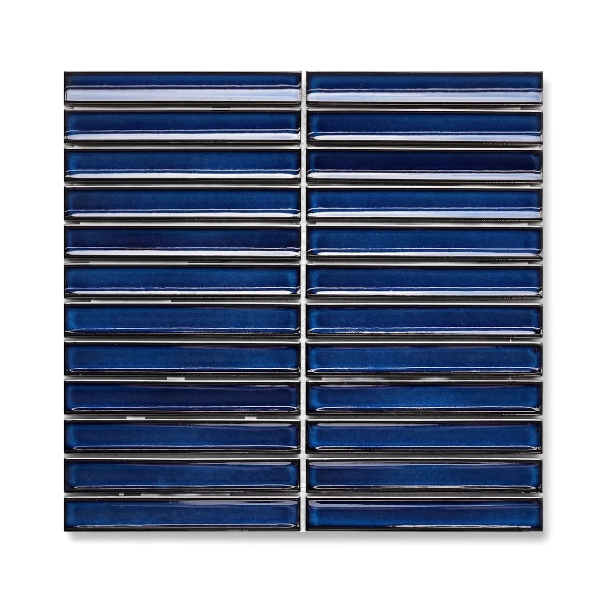 Imperial Blue Kit Kat Mosaic Tile 30x30cm, glossy blue mosaic tiles for wall or backsplash.
