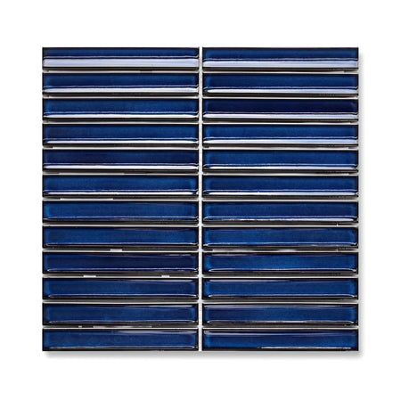 Imperial Blue Kit Kat Mosaic Tile 30x30cm, glossy blue mosaic tiles for wall or backsplash.