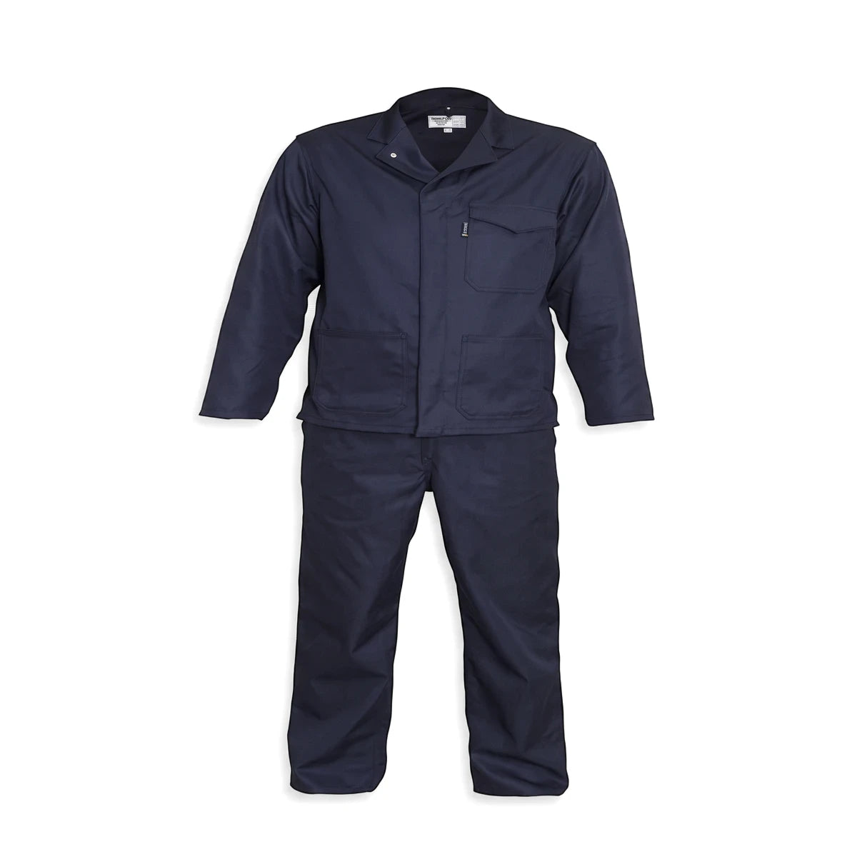J54 100% cotton Conti 2pc navy work uniform set, including a long-sleeved jacket with pockets and matching trousers,