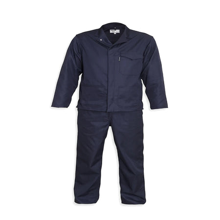 J54 100% cotton Conti 2pc navy work uniform set, including a long-sleeved jacket with pockets and matching trousers,