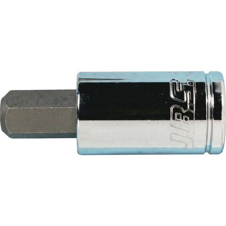 Jbs 1/2-inch drive 14mm hex bit socket, made of chrome-plated metal with a dark grey hexagonal bit, shown horizontally.