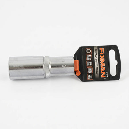 Jbs 1/2-inch drive deep socket, 21mm, chrome finish, with orange and black branded hangtag for automotive use.