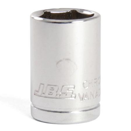 Jbs 1/2-inch drive socket 11mm in polished chrome finish, close-up view of the cylindrical metal tool.