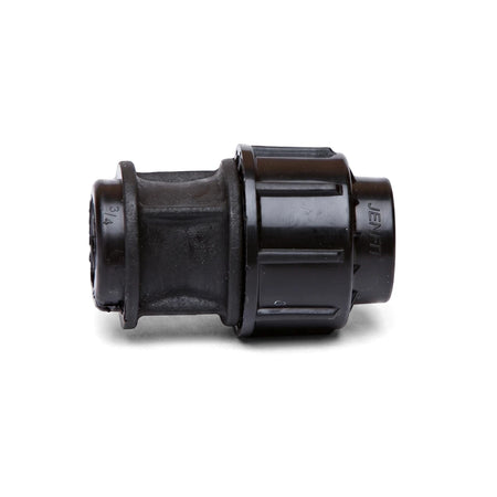 Black Jenfit compression adapter, 32mm x 1/2 inch, for connecting pipes and fittings in plumbing systems.