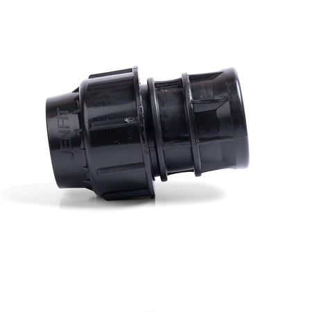 Jenfit black plastic 32mm x 1 inch female adapter plumbing fitting with ribbed ends, designed for pipe connections.