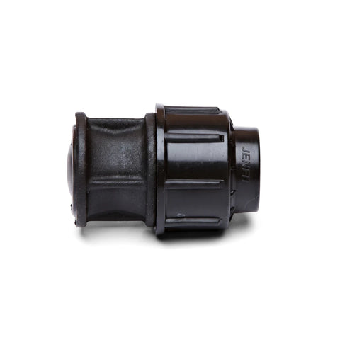 Black plastic Jenfit End Plug 25mm, a cylindrical plumbing fitting, shown in a studio shot against a white background.