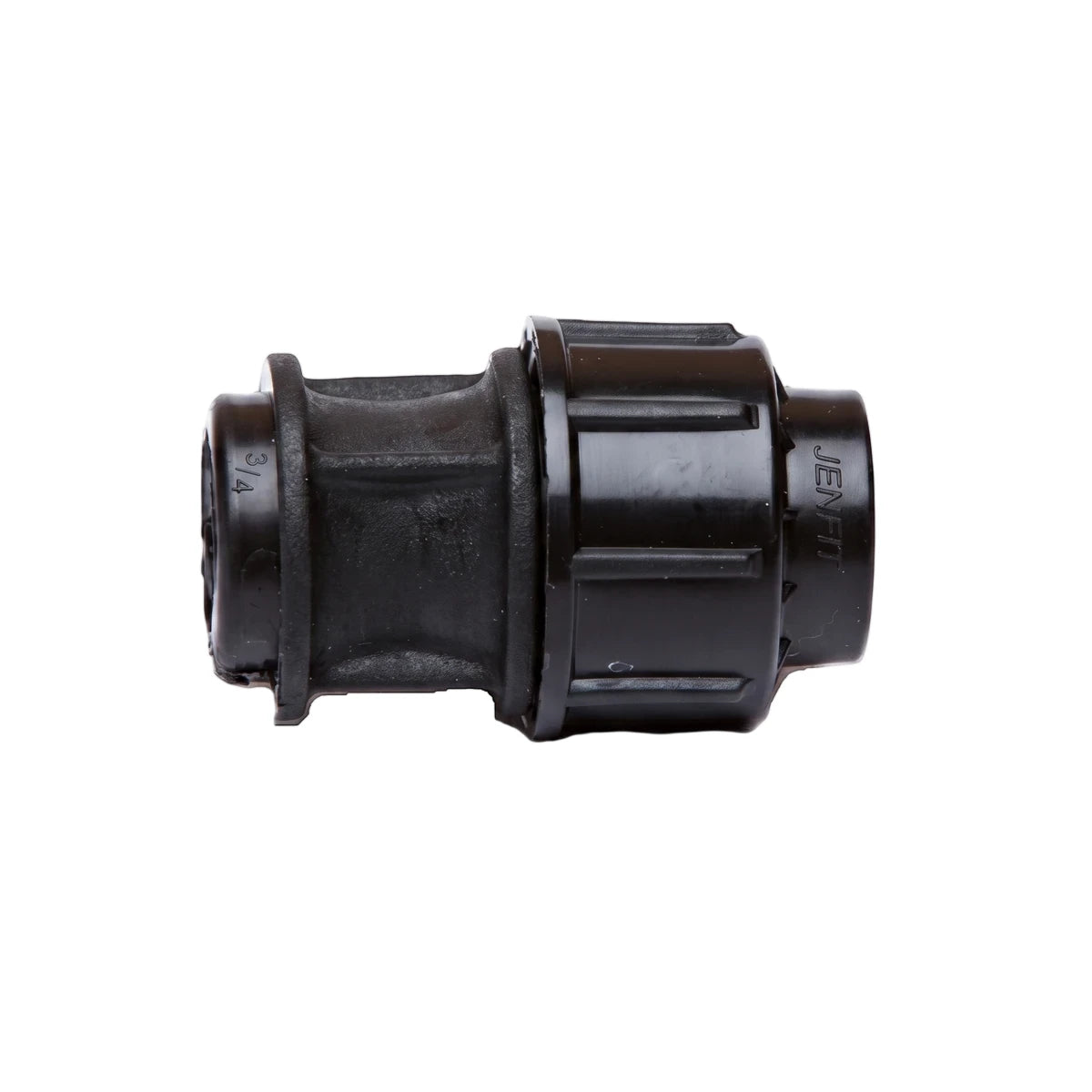 Black Jenfit female adapter, 20mm x 1/2 inch plastic pipe fitting for plumbing applications, shown from a side view.