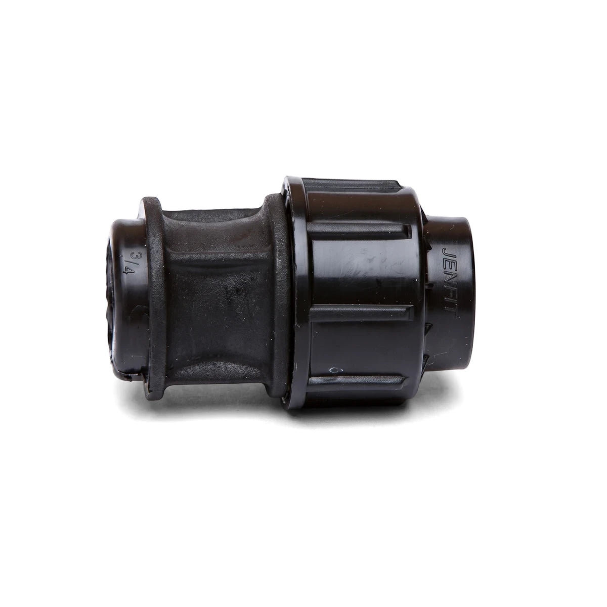 Black plastic Jenfit Female Adapter, 40mm x 1 1/2 inch pipe fitting for plumbing and irrigation systems.