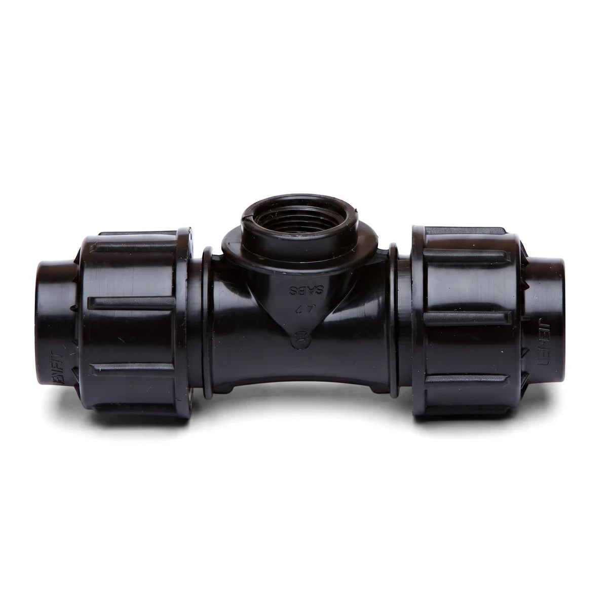 Black Jenfit Female Adapter pipe fitting, 40mm X 1 1/4 inches, made of durable plastic with threaded connections for