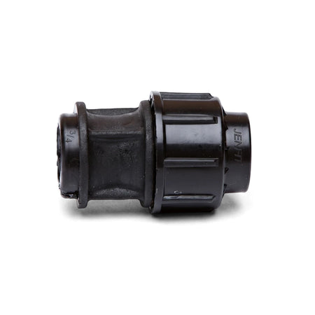 Black Jenfit 50mm x 1 1/2 inch female adapter pipe fitting, used for plumbing and irrigation systems.