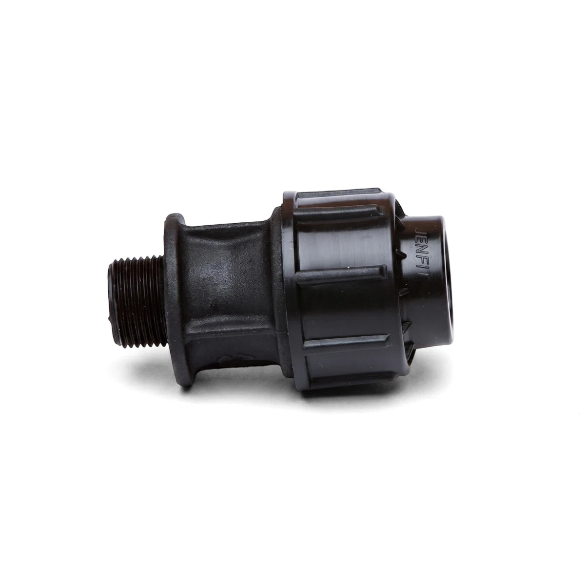 Jenfit Male Adapter (50mm x 1 1/4") in black plastic, with a threaded end and compression fitting detail.