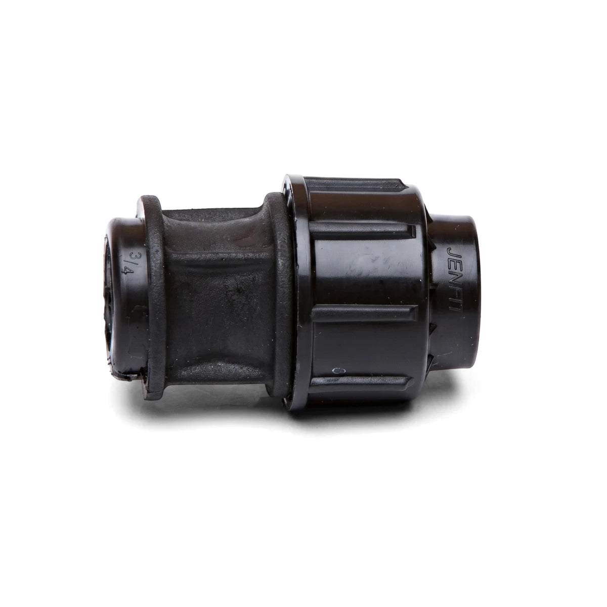 Black Jenfit/Sab female adapter, a 63mm by 2 inch plastic pipe fitting, shown horizontally on a white background.