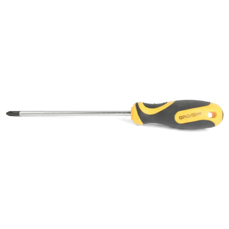 Jtech Phillips Screwdriver PH2 X 150mm with a black and yellow ergonomic handle and a silver shaft, shown horizontally.