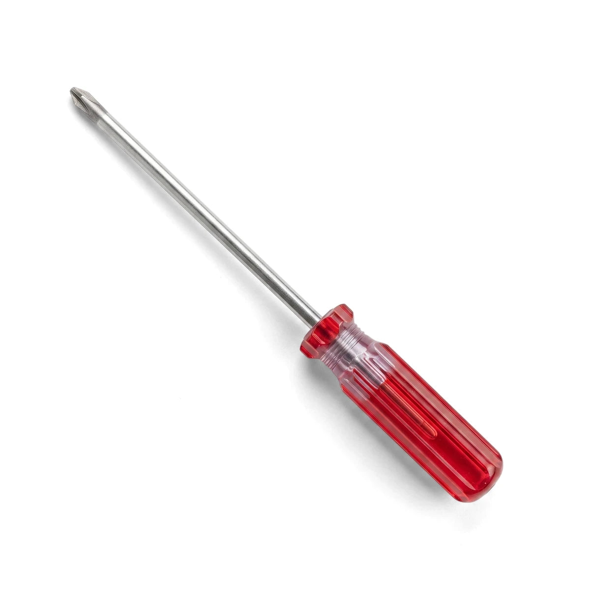 Jtech Phillips screwdriver with a red translucent handle and a silver metallic shaft. Features a PH2 tip and 100mm length.