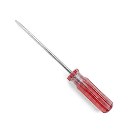 A single Jtech screwdriver with a translucent red handle and a silver shaft, angled diagonally against a white background.