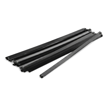 Five black junior hacksaw blades, arranged diagonally on a white background, for replacement.
