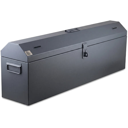 Dark grey metal K-Type Tool Box, 950mm x 200mm x 310mm, seen from a high-angle front view, for industrial storage.