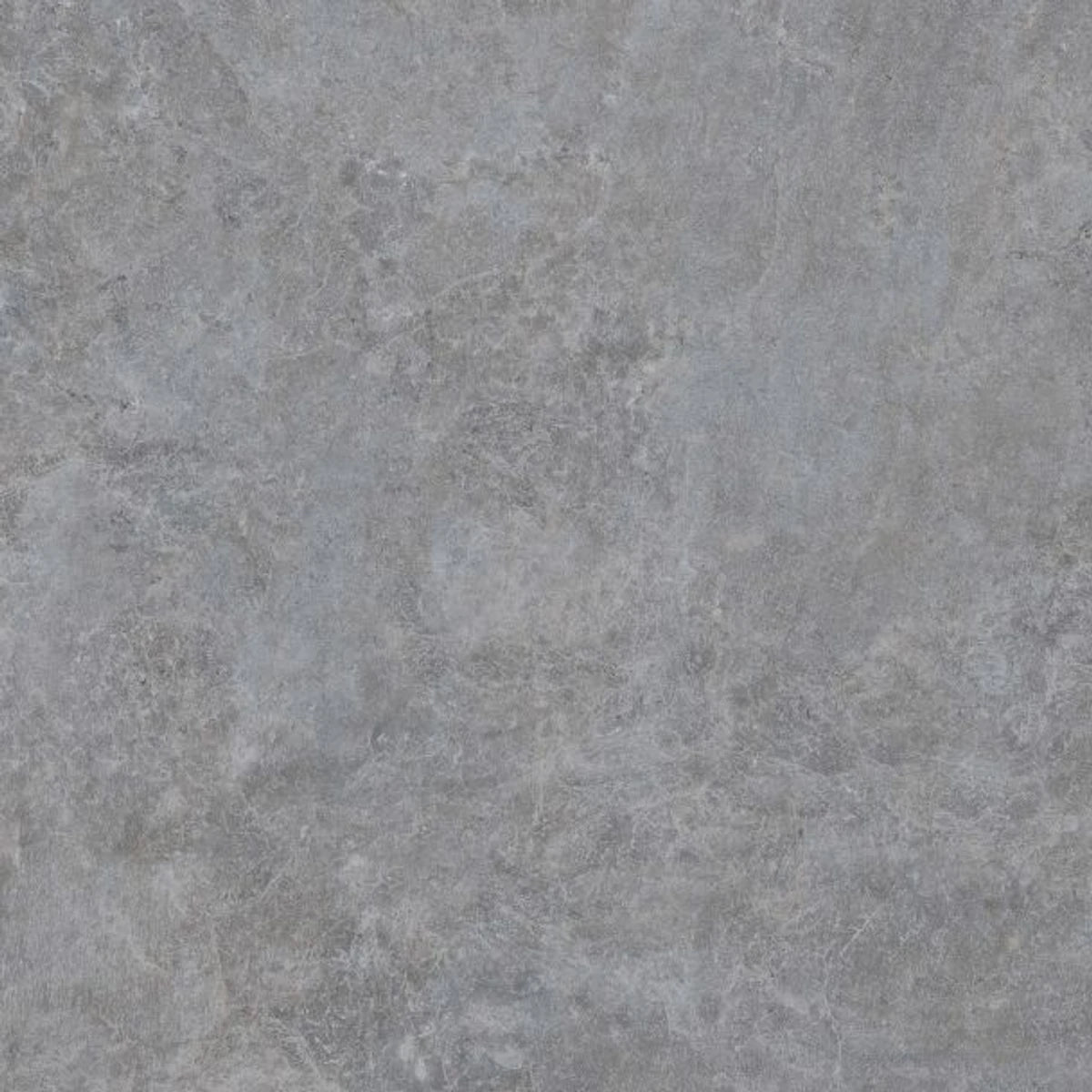 Close-up view of a Kilani Ash 40x40cm ceramic tile, featuring a textured grey surface with subtle marbling patterns.