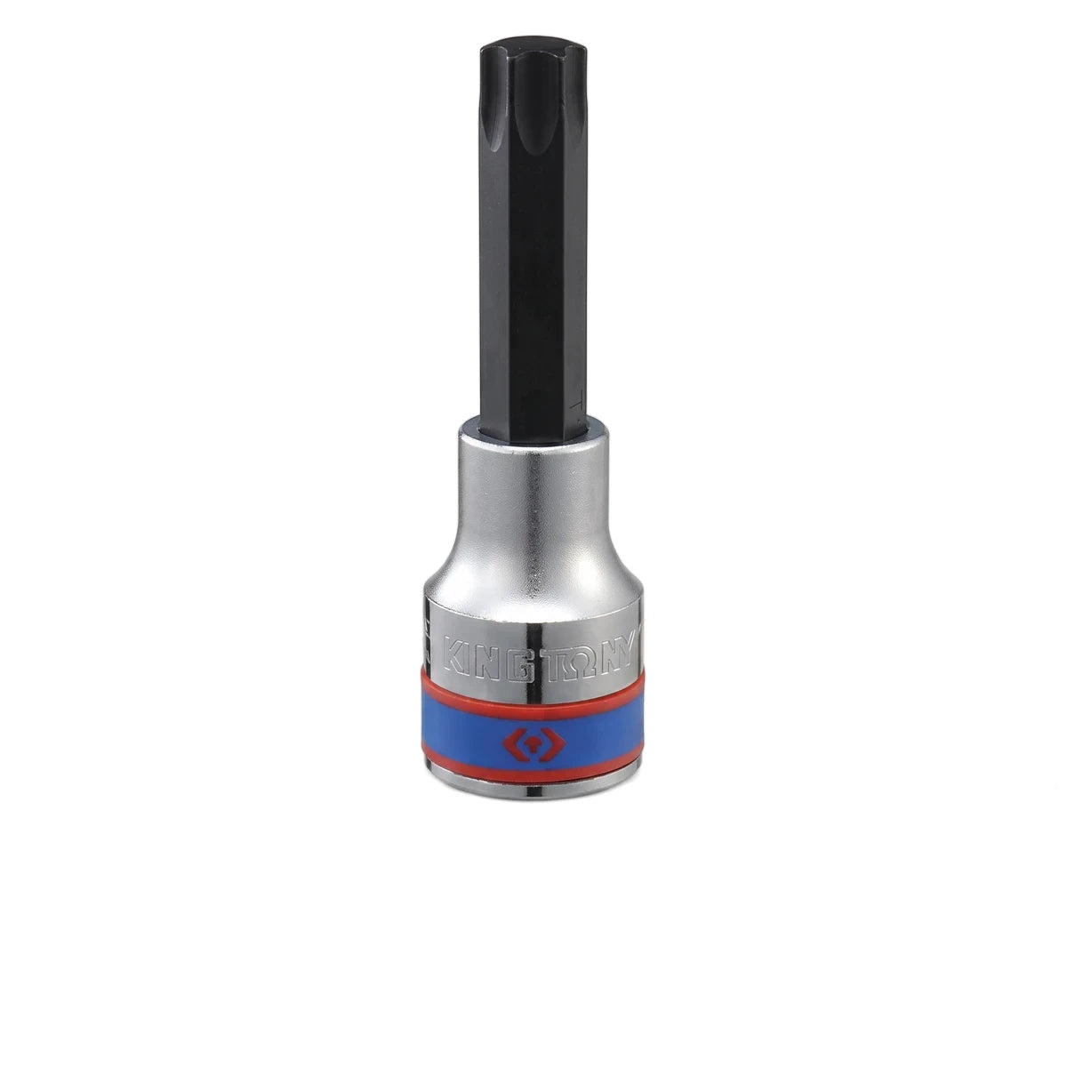 A King Tony 1/2-Inch Drive Male Torx Socket T27 with a black bit and chrome body, featuring blue and red branding.