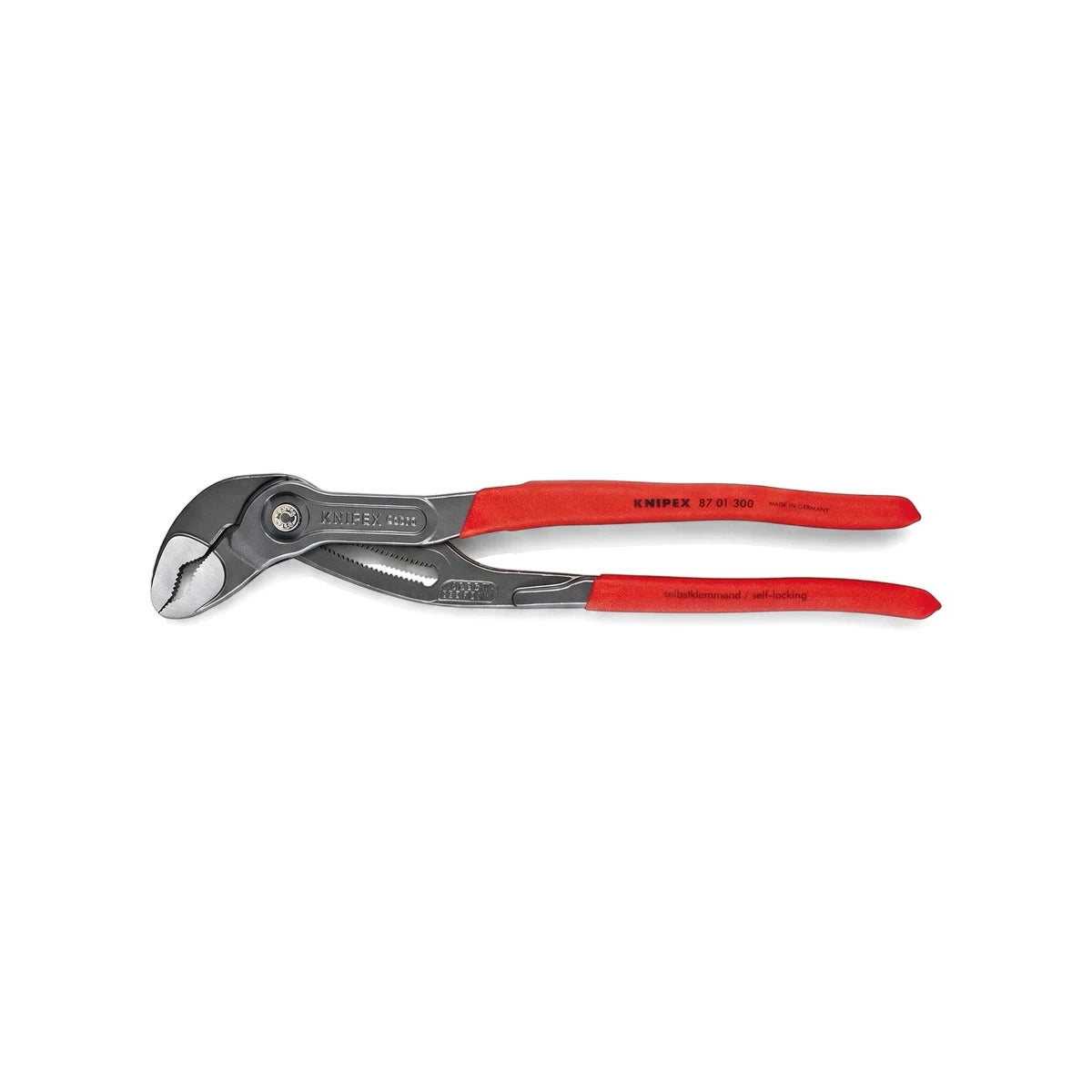 Knipex Chrome Vanadium Water Pump Pliers 300mm with red handles and grey metal construction, shown horizontally.