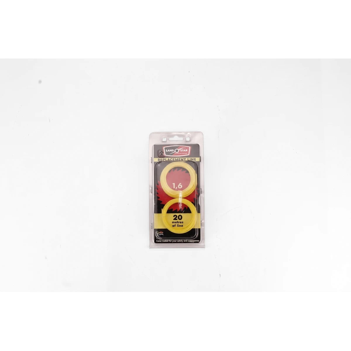 Landy Star Trimmer Line Double Coil Pre-Pack, 1.6mm yellow line in clear retail packaging.
