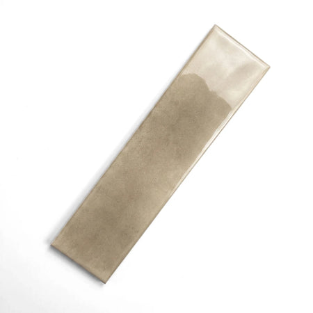 Latte-colored 75x300mm ceramic subway tile with a glossy finish, ideal for kitchen or bathroom walls.
