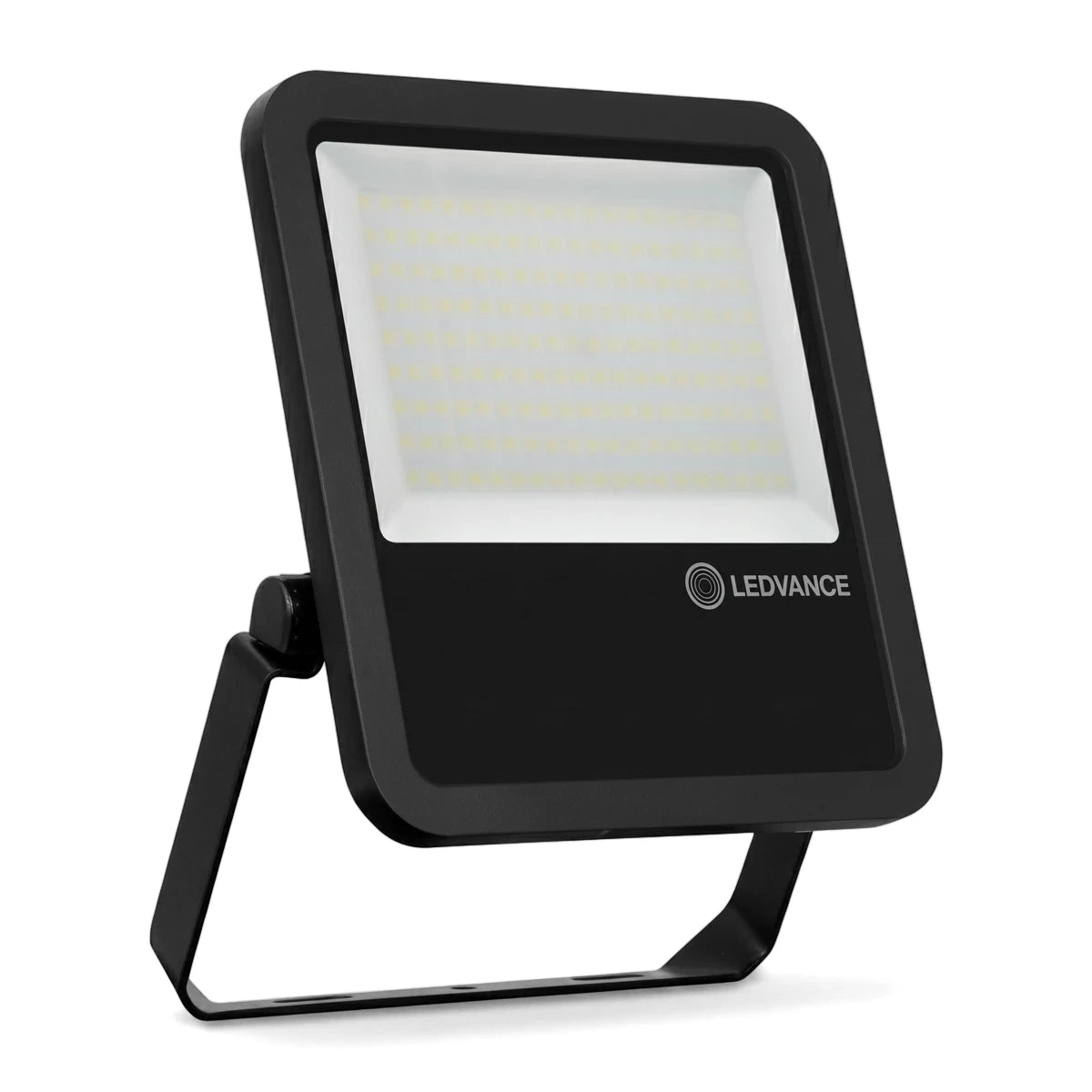 Black Led Performance Floodlight 125W Daylight Led Floodlight Ip65 with an integrated stand.