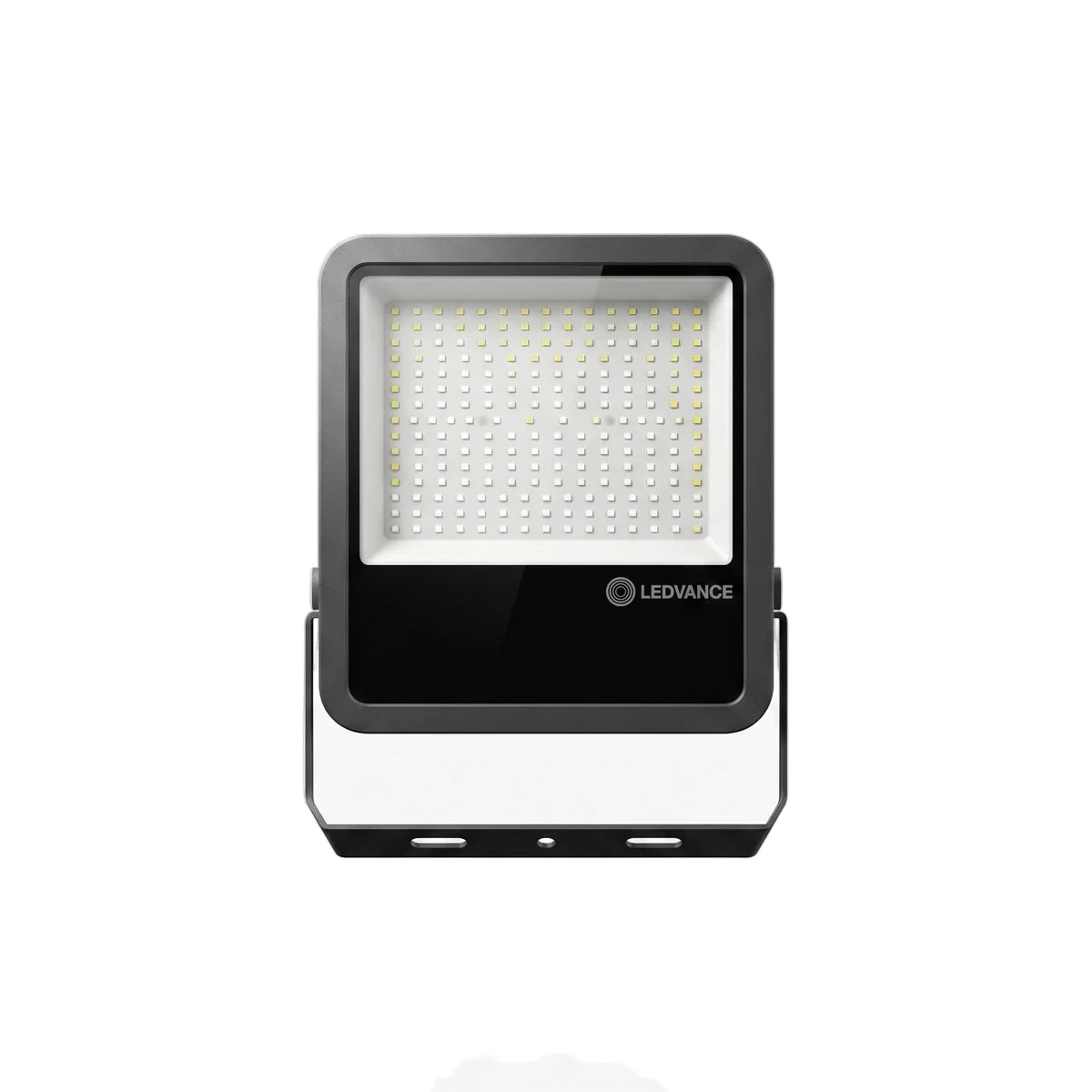 Dark gray rectangular LED Performance Floodlight 165W Daylight with a white LED panel, many light-emitting diodes, and a