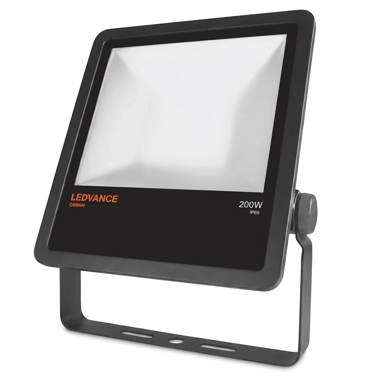 Black Led Performance Floodlight 200W Daylight with an IP65 rating, designed for outdoor use.