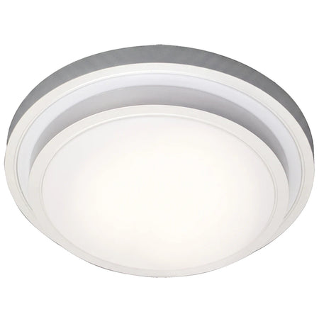 Round silver and white LED Poly Light Fitting 18W - 6300K for ceiling or wall installation.