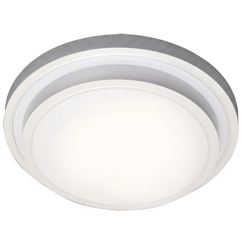 Round silver and white LED Poly Light Fitting 18W - 6300K for ceiling or wall installation.
