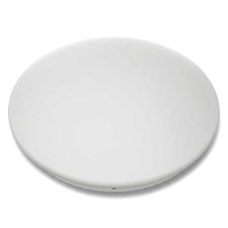 A white oval Led Value Ceiling Mount Luminaire 30W Tri Colour Led Light, designed for ceiling installation.
