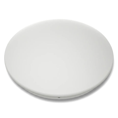 A white oval Led Value Ceiling Mount Luminaire 30W Tri Colour Led Light, designed for ceiling installation.