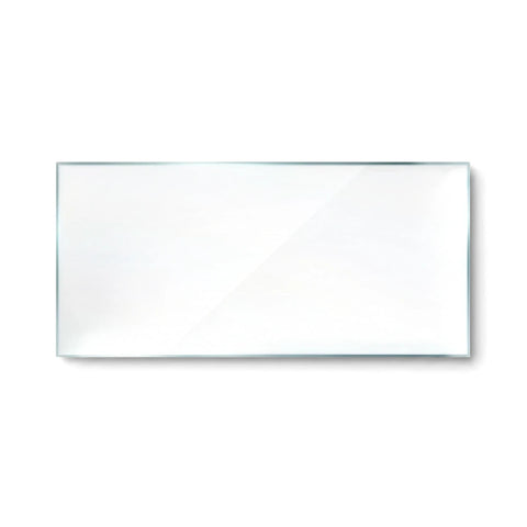 Clear rectangular glass lens, size 108x51, designed for welding helmets, presented on a white background.