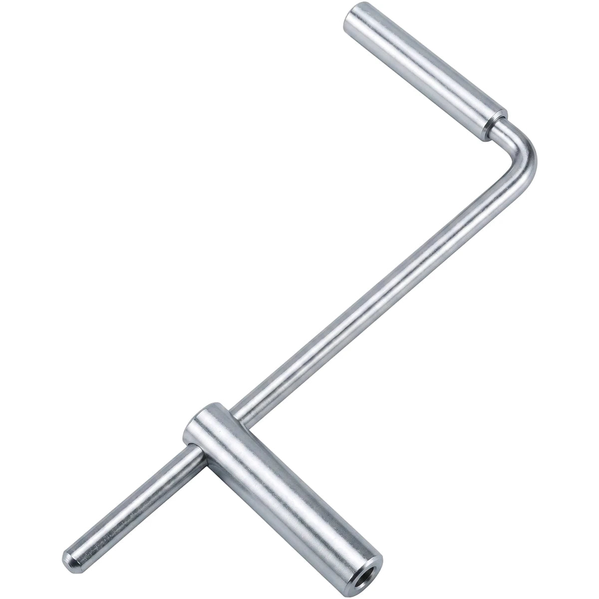 Silver light duty drain rotating handle, 6mm size, metallic finish, designed for manual operation of drains or other