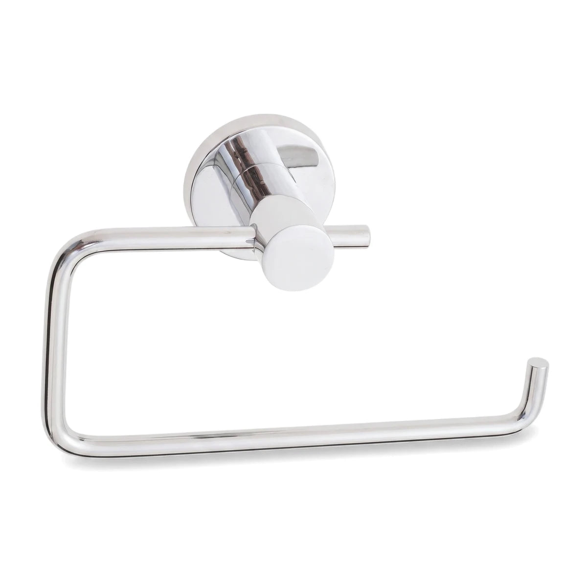 Los Angeles Towel Ring, a sleek, wall-mounted, polished chrome bathroom accessory for holding towels, on a clean white
