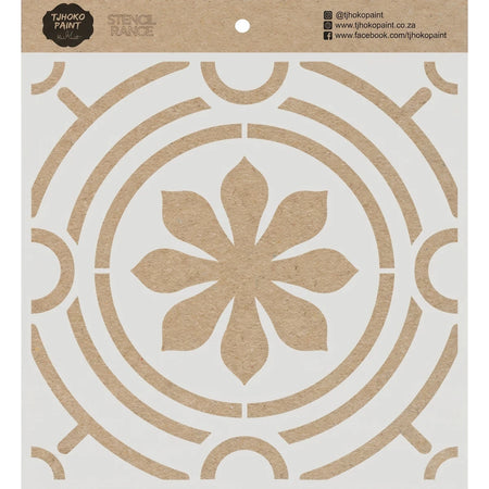 Lovely Lotus kraft paper paint stencil featuring an intricate circular and floral pattern for decorative painting.
