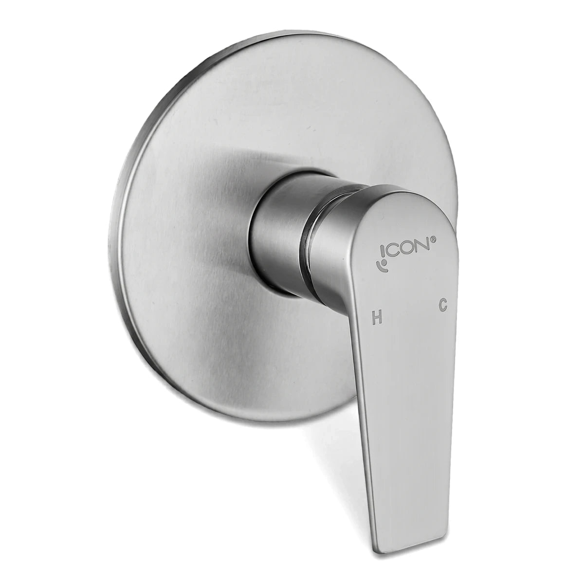 Lunalux stainless steel concealed shower mixer with a single lever handle for hot and cold water control.