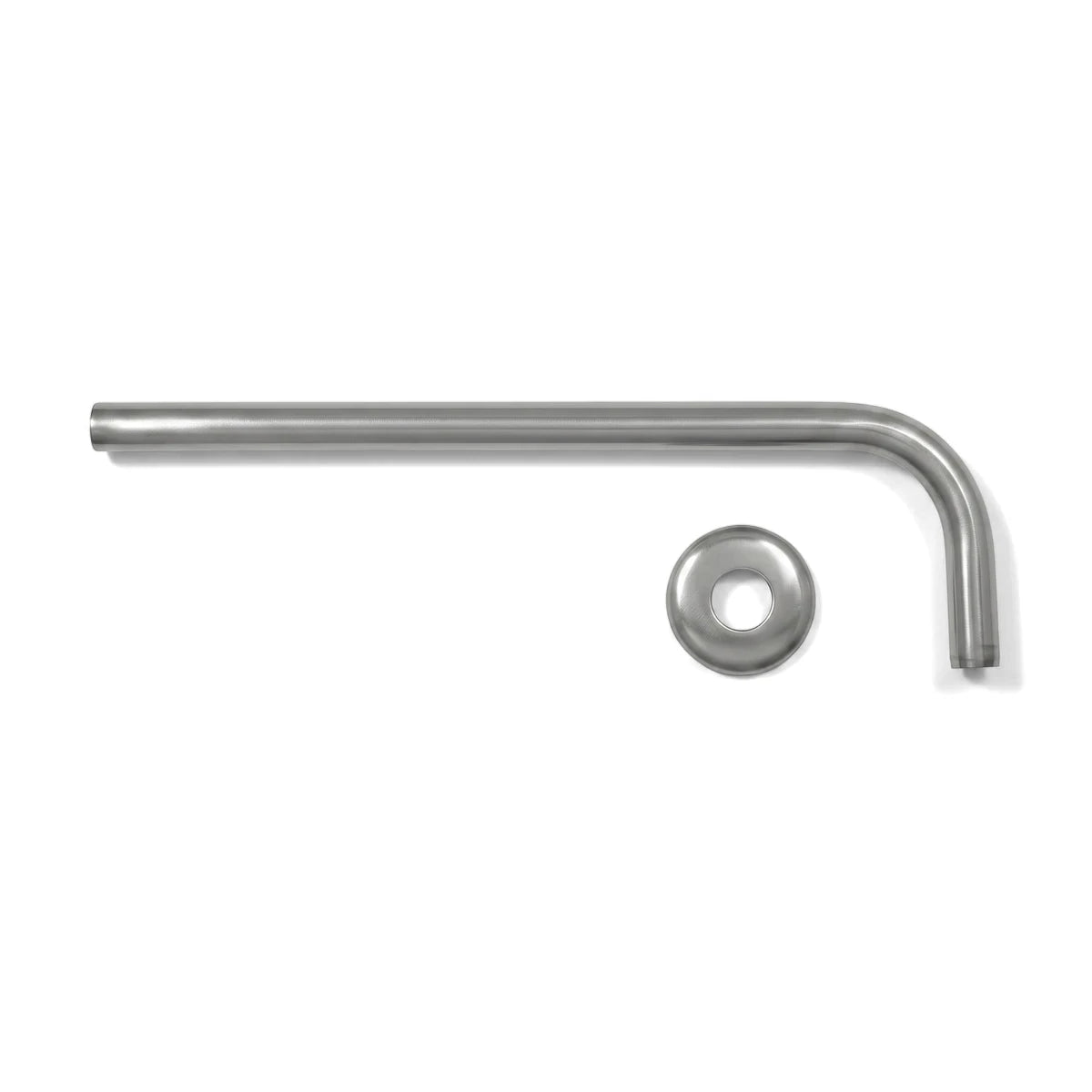 Lux Overhead Shower Arm, 350mm, features a sleek chrome finish with a curved design, suitable for modern bathrooms.