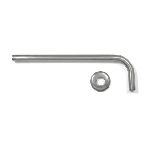 Lux Overhead Shower Arm, 350mm, features a sleek chrome finish with a curved design, suitable for modern bathrooms.