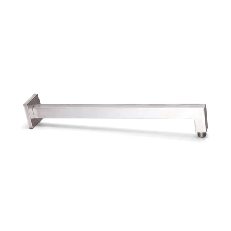 Lux Square Shower Arm in matte stainless steel, 400mm length, seen from a front view, designed for modern bathrooms.