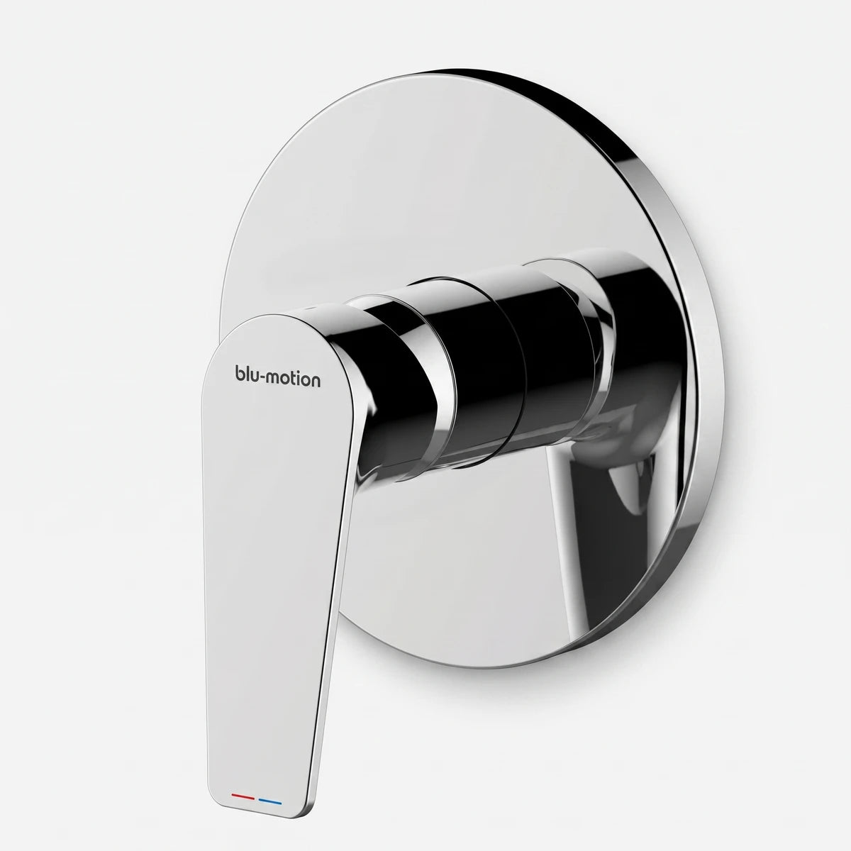 Modern chrome Luxus Shower Plate with a single lever handle on a round wall plate, part of shower fittings.