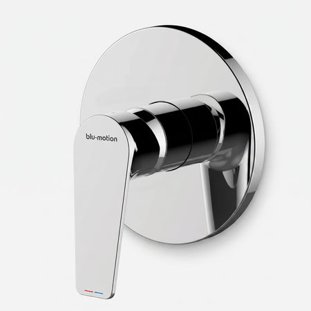 Modern chrome Luxus Shower Plate with a single lever handle on a round wall plate, part of shower fittings.
