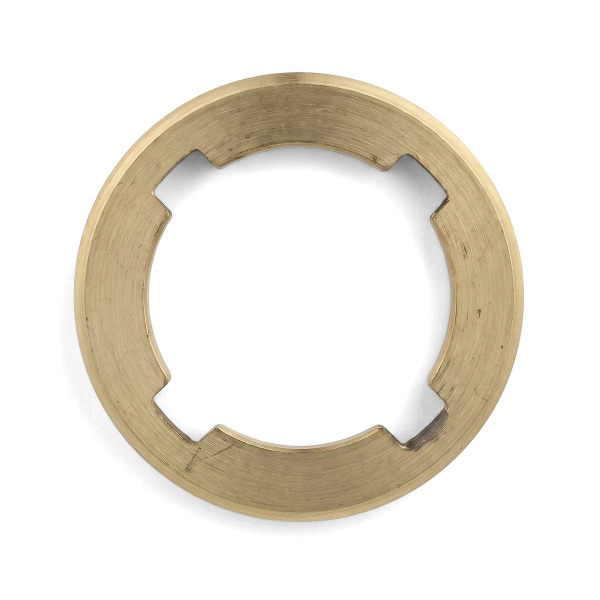 A circular brass Luxus Shower Spares nut shower part with four internal prongs, viewed from the front.